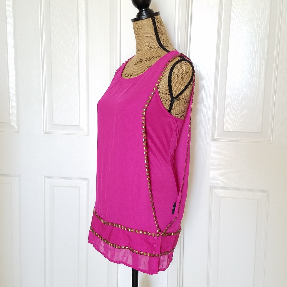 Rock & Republic studded cami/tankhot pink sz. small EUC - Picture 7 of 8